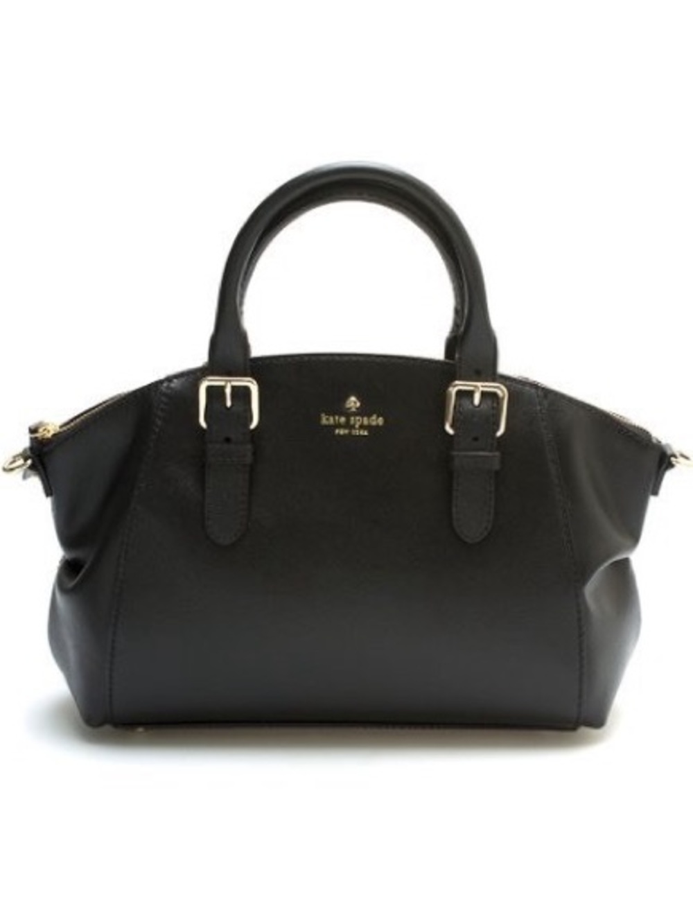 kate spade black leather double-handle satchel with gold hardware. Gift. NWT